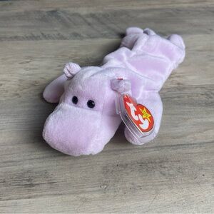 Vintage Ty Beanie Baby Happy the Hippopotamus - Lavender‎ 1994